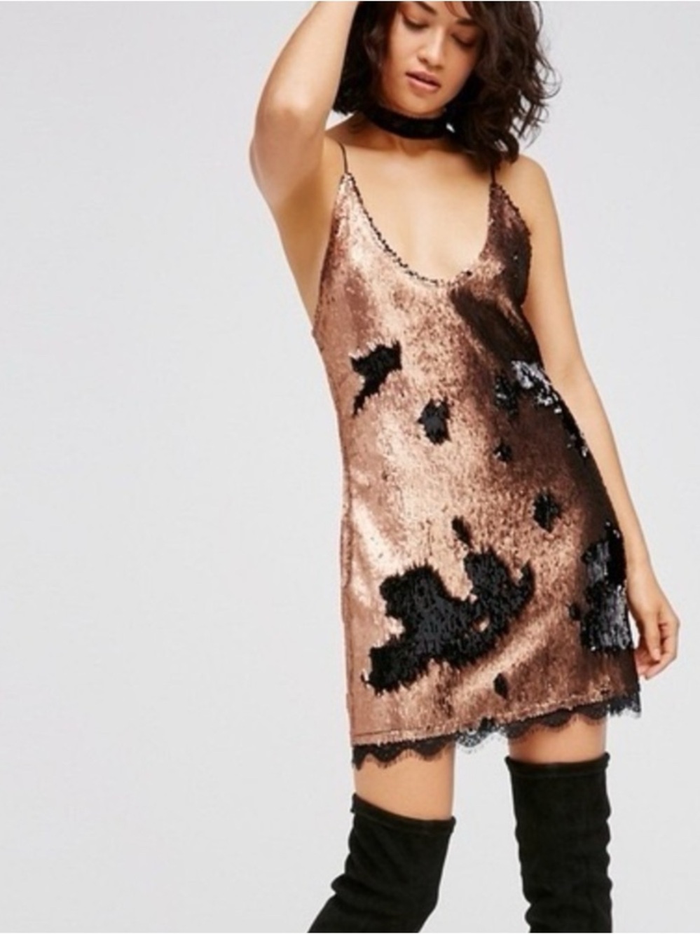 Free People Bronze Sequin Slip Dress - Picture 7 of 8